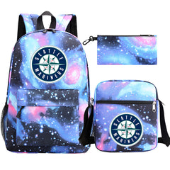Seattle Mariners Baseball School Backpack Shoulder Bag Pencil Bags 3pcs Set