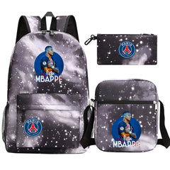 Mbappe Football Player Football Player School Backpack Shoulder Bag Pencil Bags 3pcs Set