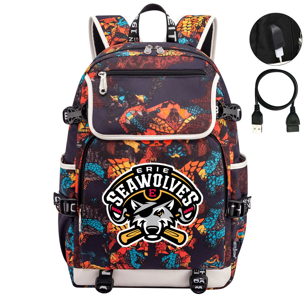 Erie SeaWolves Backpack School Notebook Travel Bags