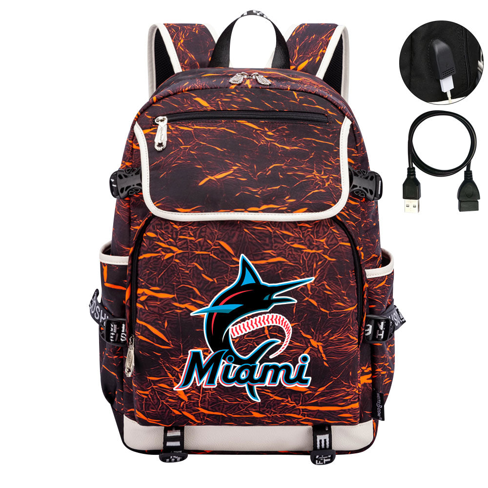 Miami Marlins Backpack School Notebook Travel Bags
