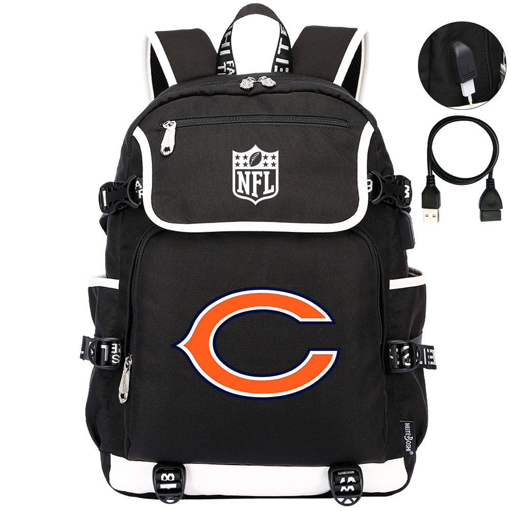 Chicago Bears Football Team Rugby Backpack School Notebook Travel Bag