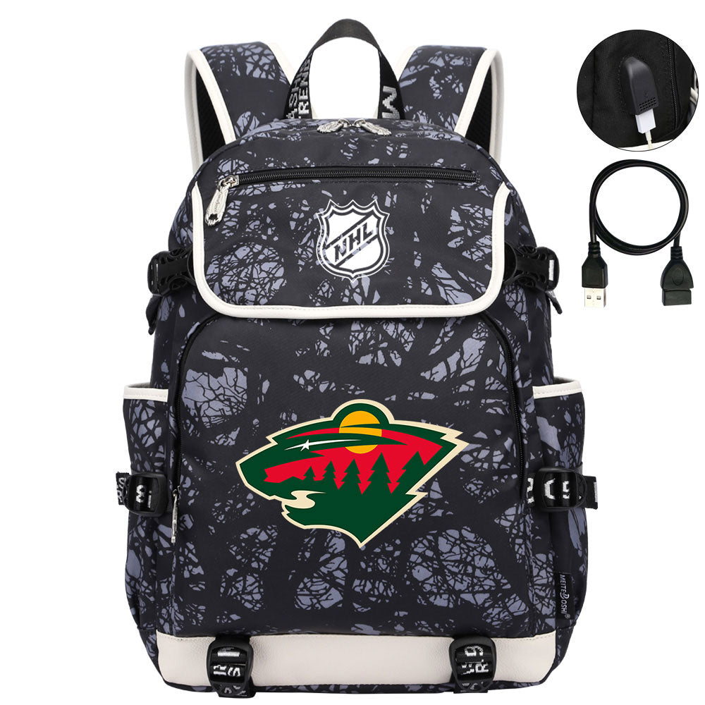Minnesota Wild Hockey League Backpack School Notebook Travel Bag