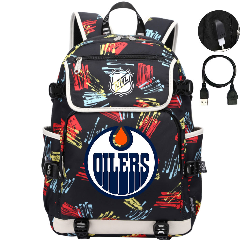 Edmonton Oilers Hockey League Backpack School Notebook Travel Bag