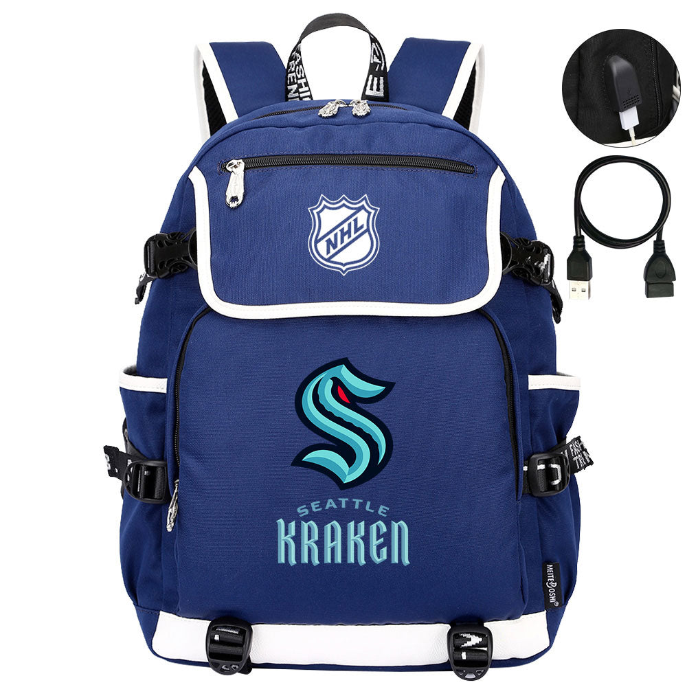 Seattle Kraken Hockey League Backpack School Notebook Travel Bags