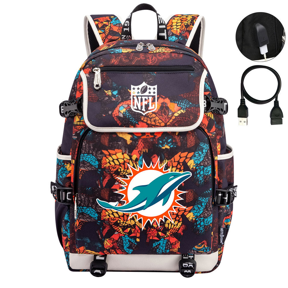Miami Dolphins Football Rugby Backpack School Notebook Travel Bags