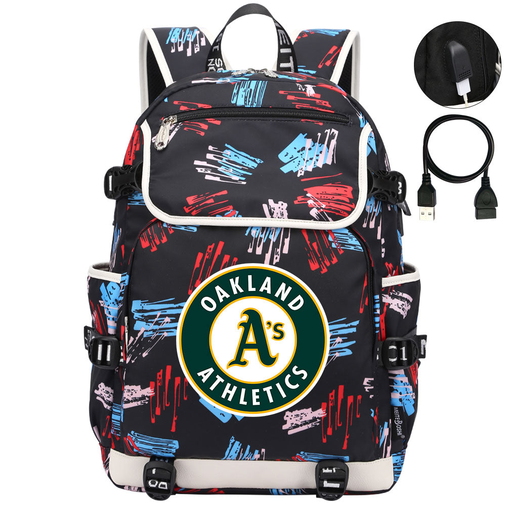 Oakland Athletics Backpack School Notebook Travel Bags
