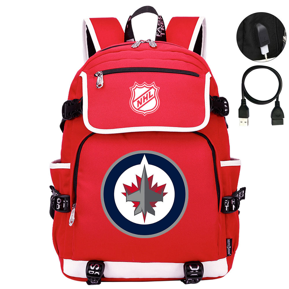 Winnipeg Jets Hockey League Backpack School Notebook Travel Bag