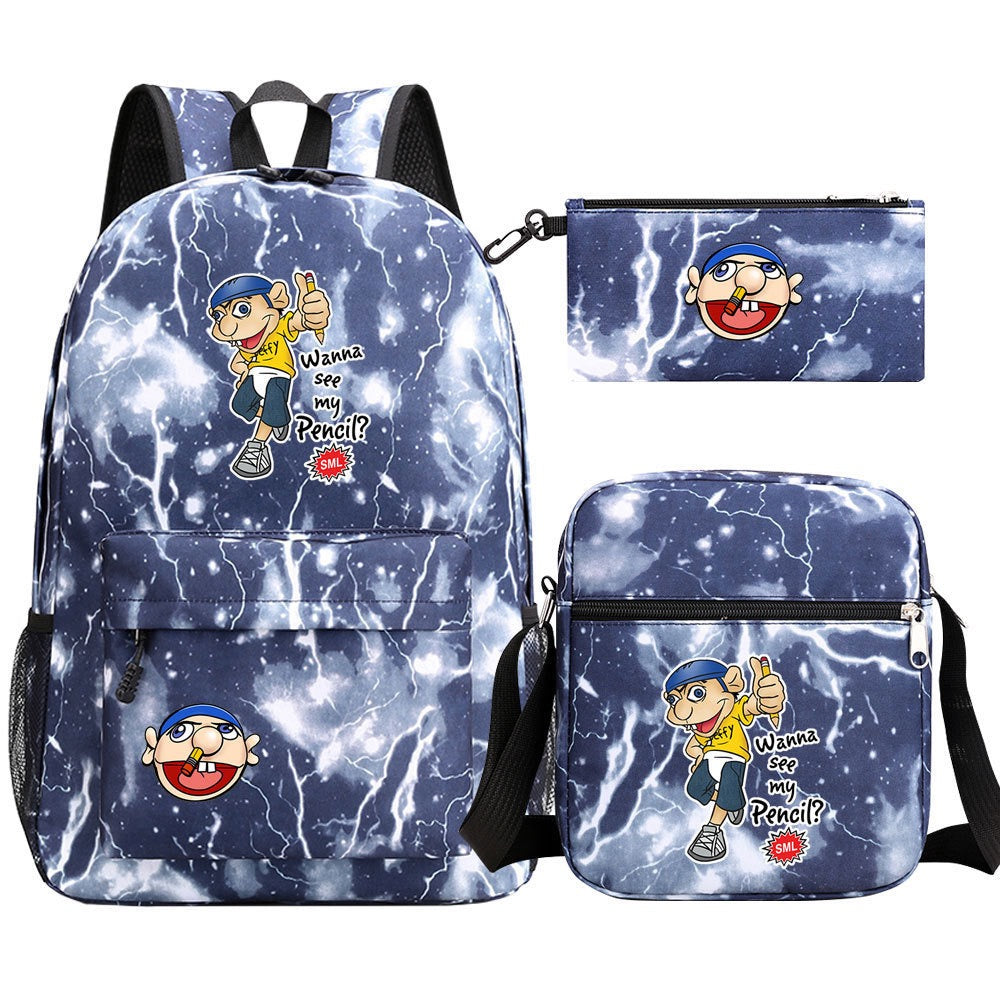 Jeffy School Backpack Shoulder Bag Pencil Bags 3pcs Set