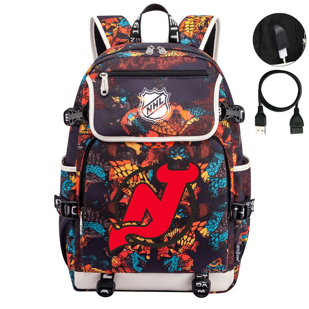 New Jersey Devils Hockey League Backpack School Notebook Travel Bag