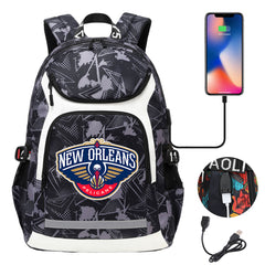 New Orleans Pelicans Backpack School Notebook Travel Bags With USB