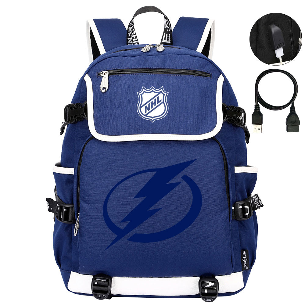 Tampa Bay Lightning Hockey League Backpack School Notebook Travel Bag