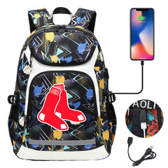 Boston Red Sox Backpack School Notebook Travel Bags With USB