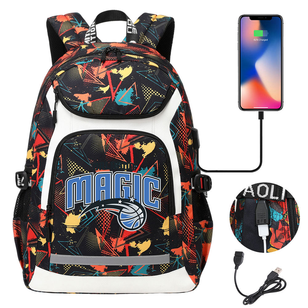Orlando Magic Backpack School Notebook Travel Bags With USB