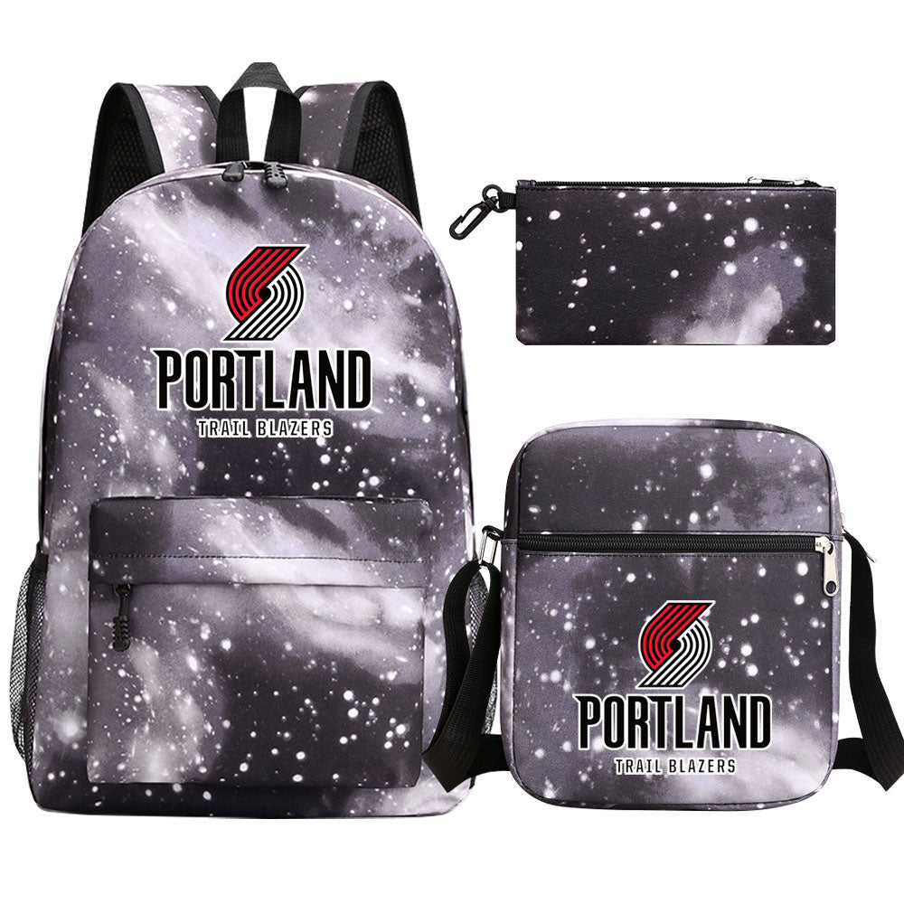 Portland Trail Blazers Basketball School Backpack Shoulder Bag Pencil Bags 3pcs Set