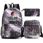 Portland Trail Blazers Basketball School Backpack Shoulder Bag Pencil Bags 3pcs Set