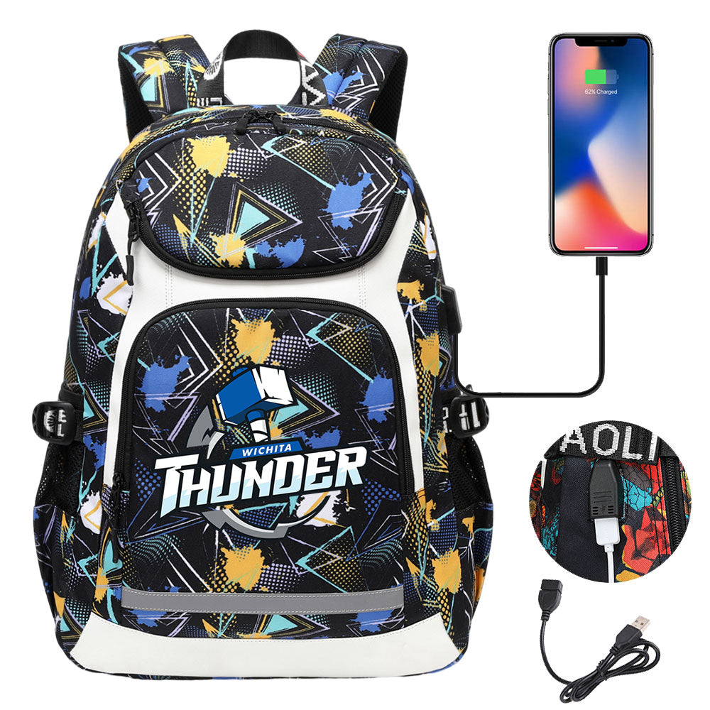 Wichita Thunder Backpack School Notebook Travel Bags With USB