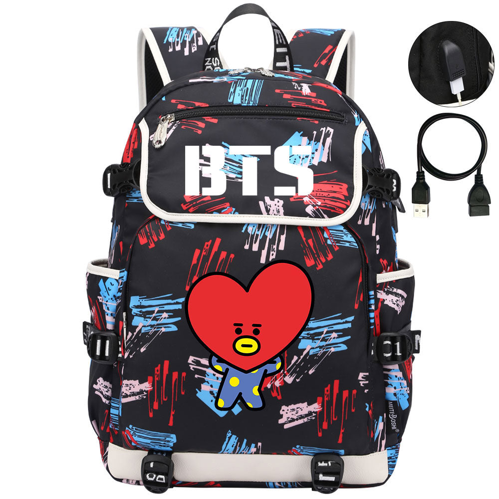 BTS TATA Backpack School Notebook Travel Bags