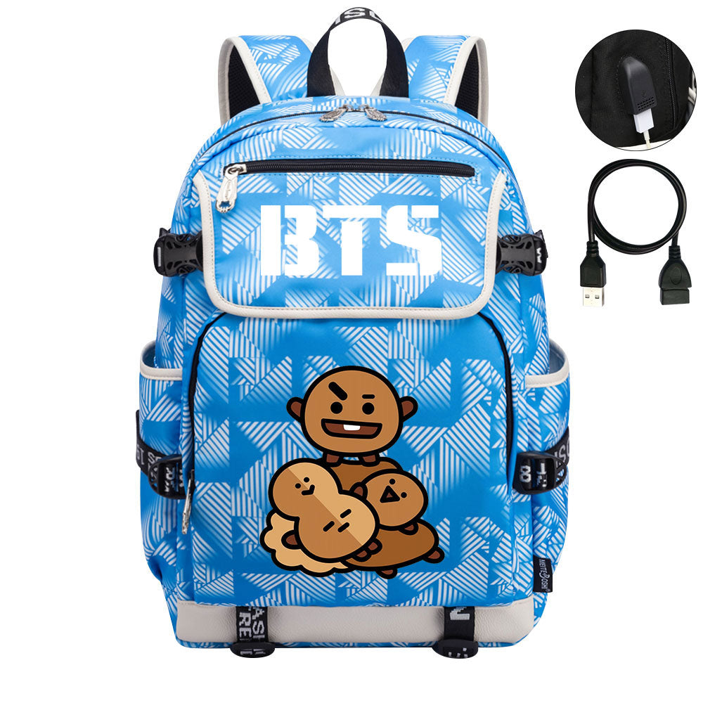 BTS Shooky Backpack School Notebook Travel Bags