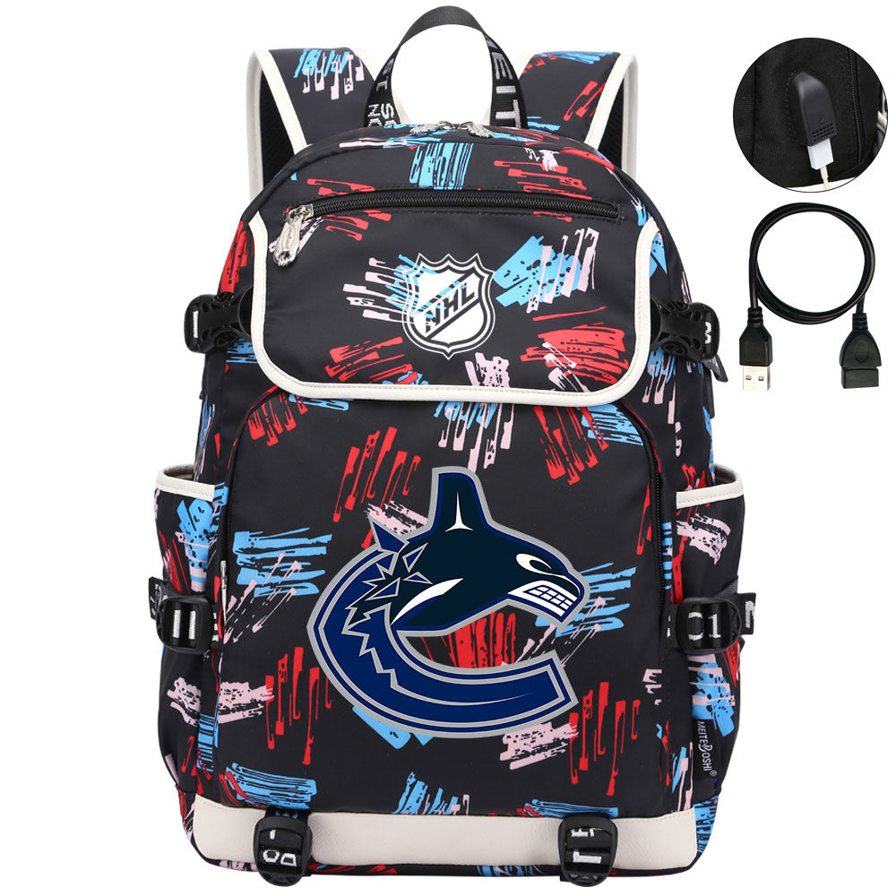 Vancouver Canucks Hockey League Backpack School Notebook Travel Bag