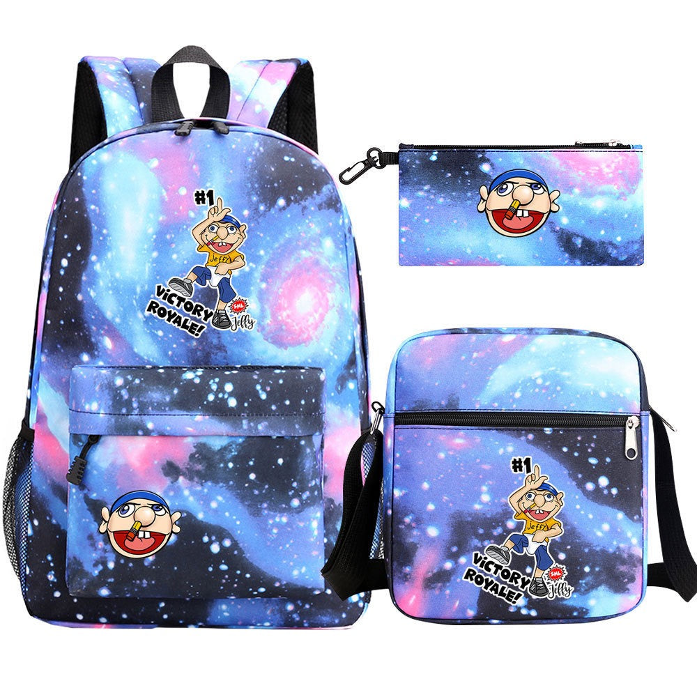 Jeffy School Backpack Shoulder Bag Pencil Bags 3pcs Set