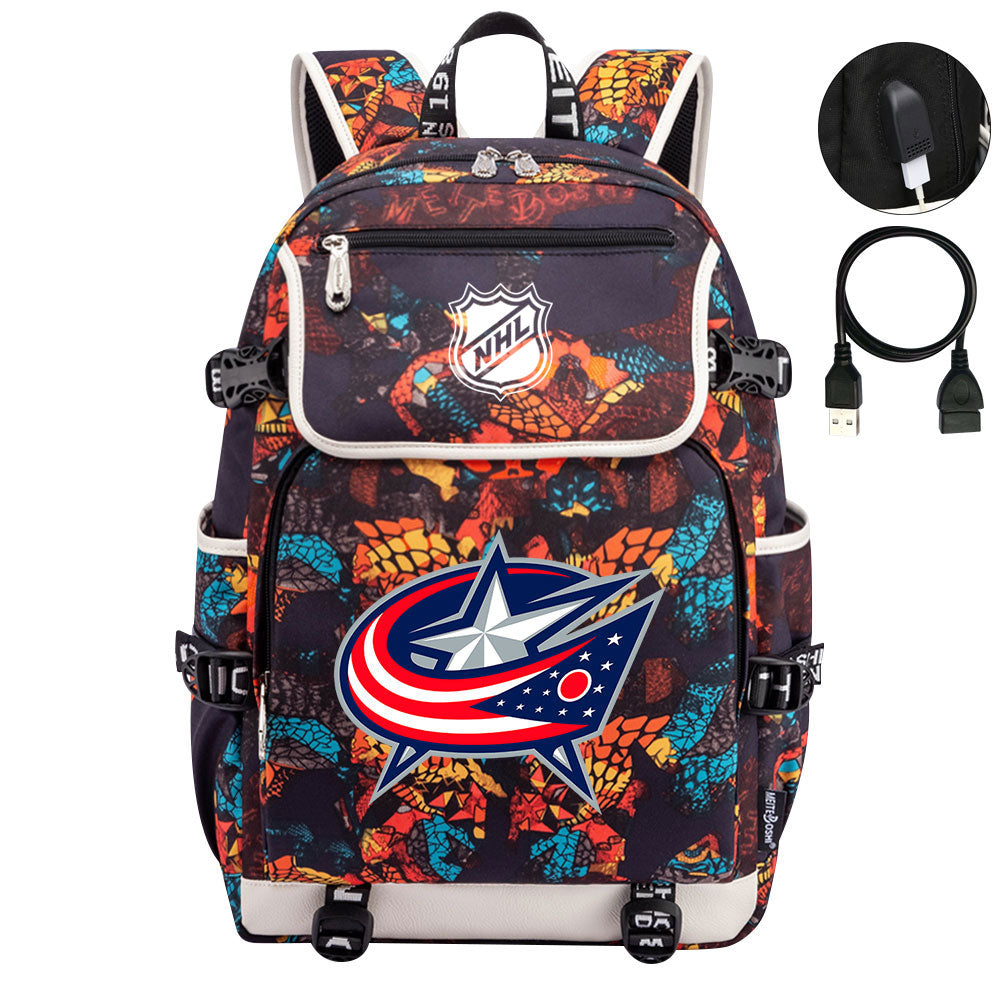 Columbus Blue Jackets Hockey League Backpack School Notebook Travel Bag