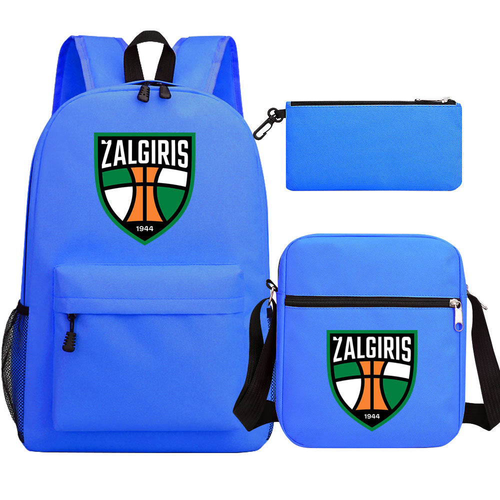 Zalgiris Basketball School Backpack Shoulder Bag Pencil Bags 3pcs Set