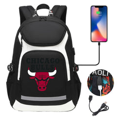 Chicago Bulls Backpack School Notebook Travel Bags With USB