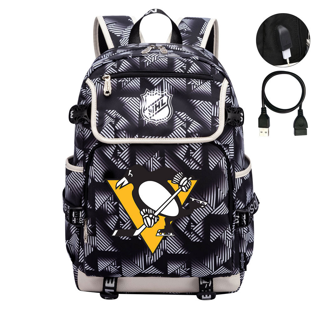 Pittsburgh Penguins Hockey League Backpack School Notebook Travel Bag