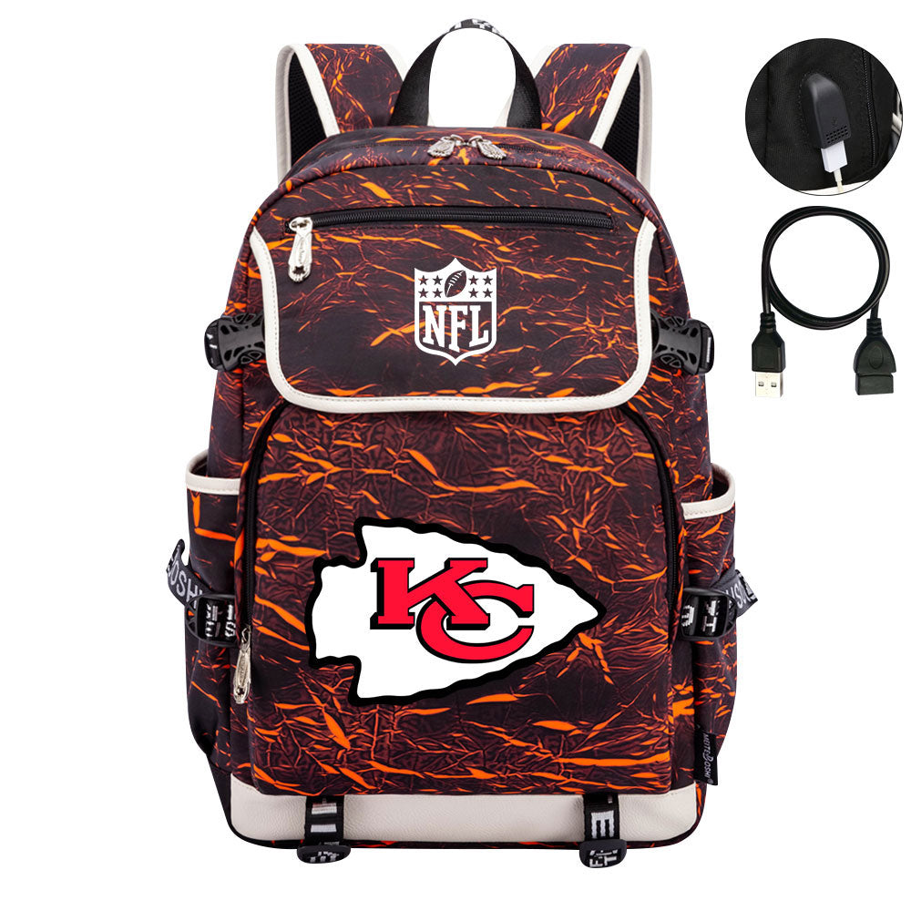 Kansas City Chiefs Football Rugby Backpack School Notebook Travel Bags