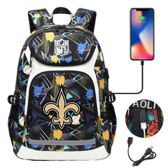 New Orleans Saints Football Rugby Backpack School Notebook Travel Bags With USB