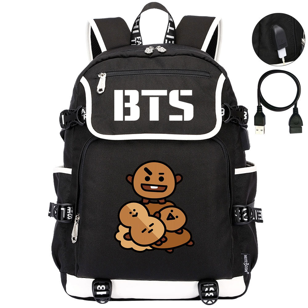 BTS Shooky Backpack School Notebook Travel Bags