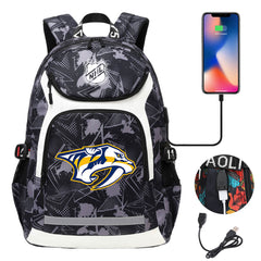 Nashville Predators Hockey League Backpack School Notebook Travel Bags With USB