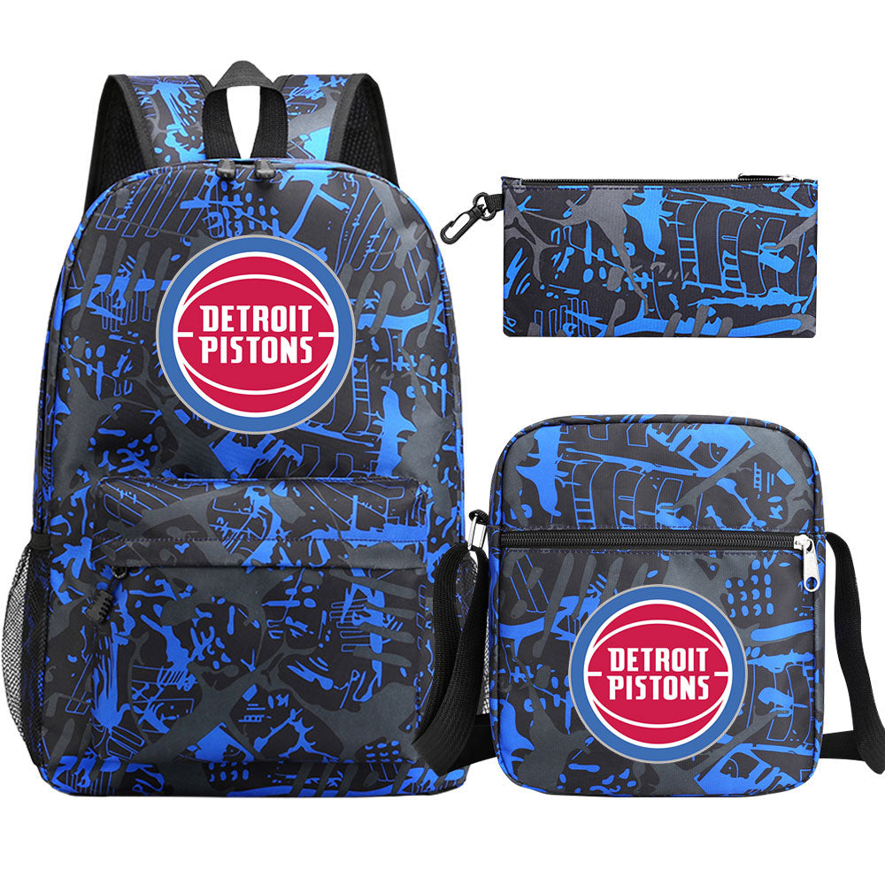 Detroit Pistons Basketball School Backpack Shoulder Bag Pencil Bags 3pcs Set