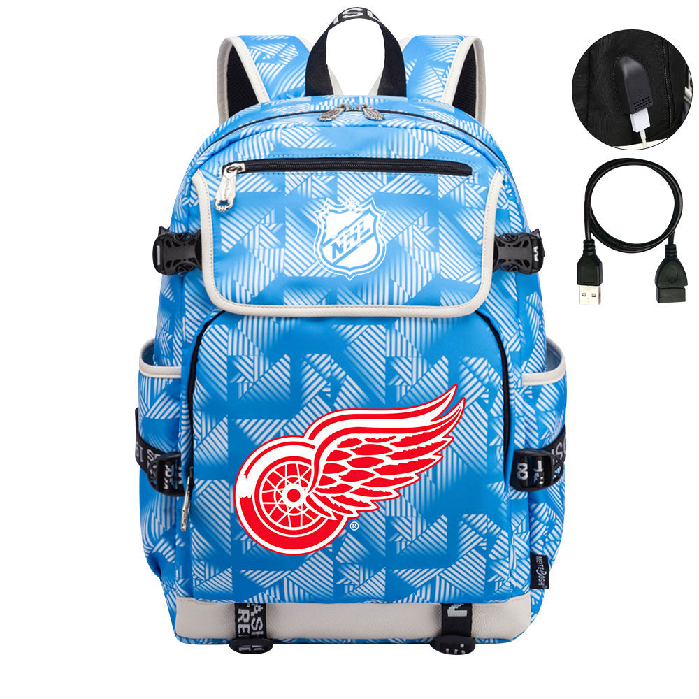 Detroit Red Wings Hockey League Backpack School Notebook Travel Bags