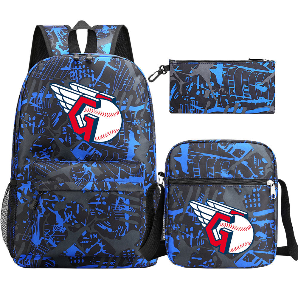 Cleveland Guardians Baseball School Backpack Shoulder Bag Pencil Bags 3pcs Set