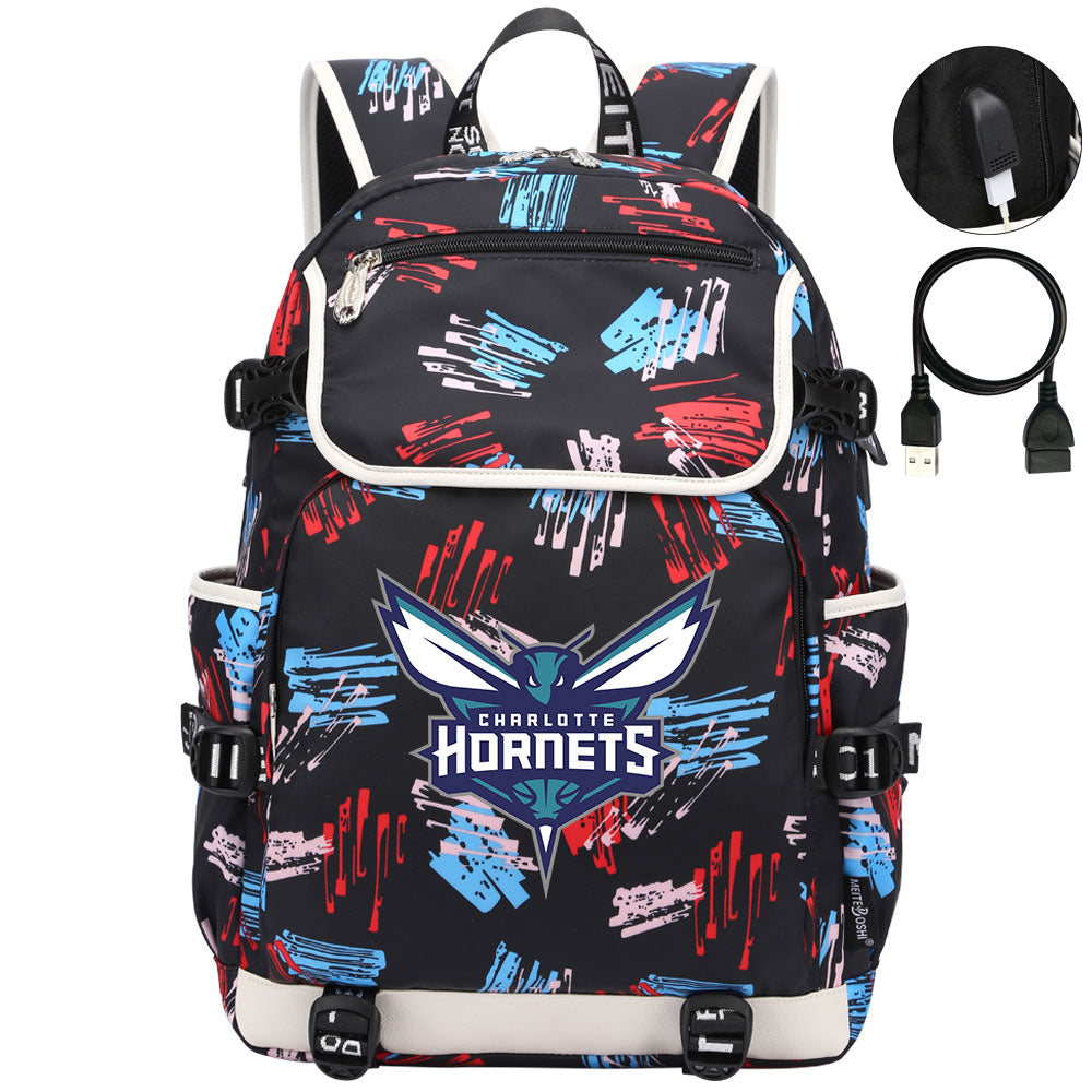 Charlotte Hornets Backpack School Notebook Travel Bags