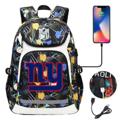 New York Giants Football Rugby Backpack School Notebook Travel Bags With USB