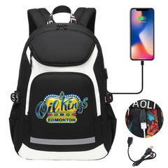 Edmonton Oil Kings Hockey Backpack School Notebook Travel Bags With USB