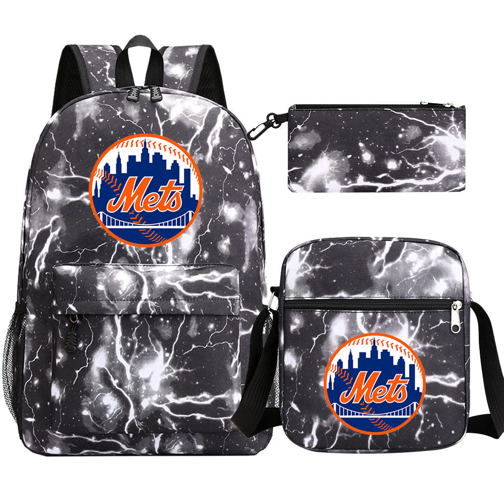 New York Mets Baseball School Backpack Shoulder Bag Pencil Bags 3pcs Set