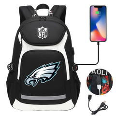 Philadelphia Eagles Football Rugby Backpack School Notebook Travel Bags With USB