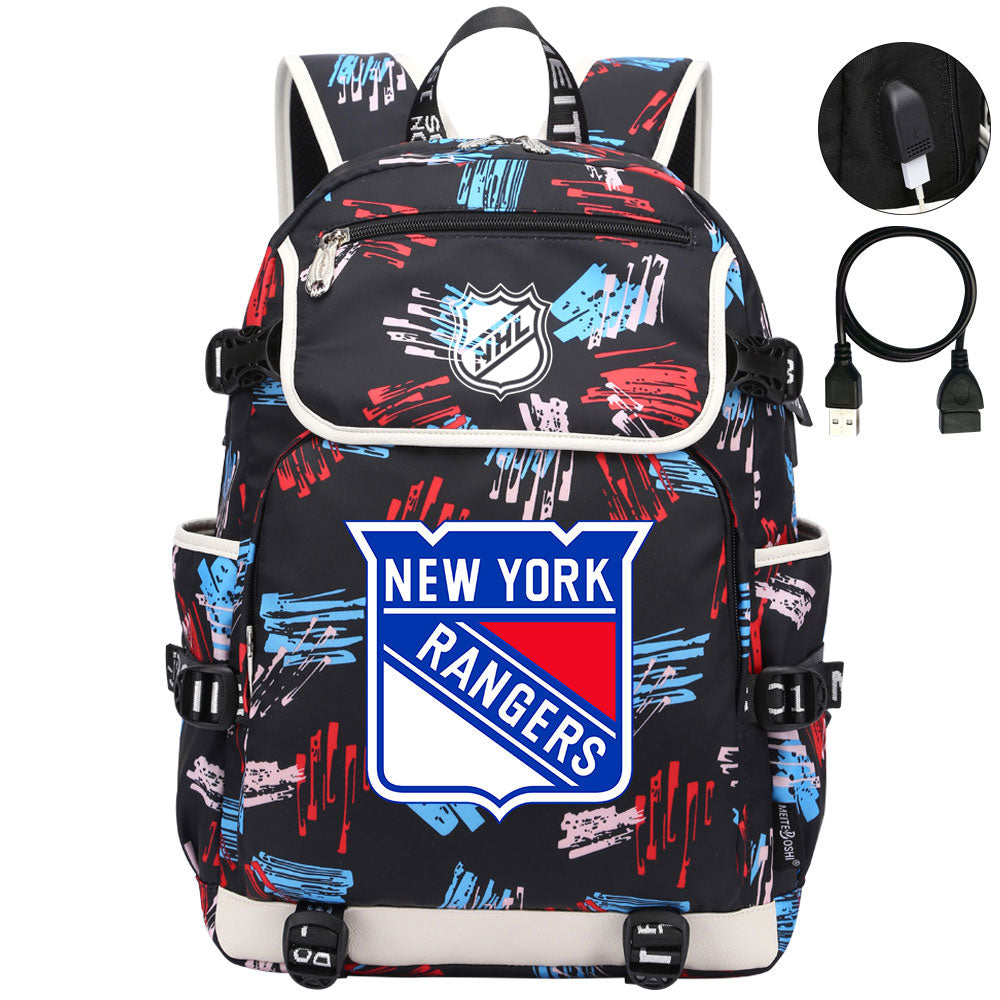 New York Rangers Hockey League Backpack School Notebook Travel Bag