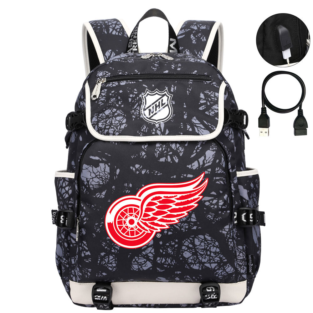 Detroit Red Wings Hockey League Backpack School Notebook Travel Bags