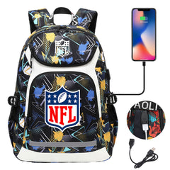 Football Team Rugby  Backpack School Notebook Travel Bags With USB