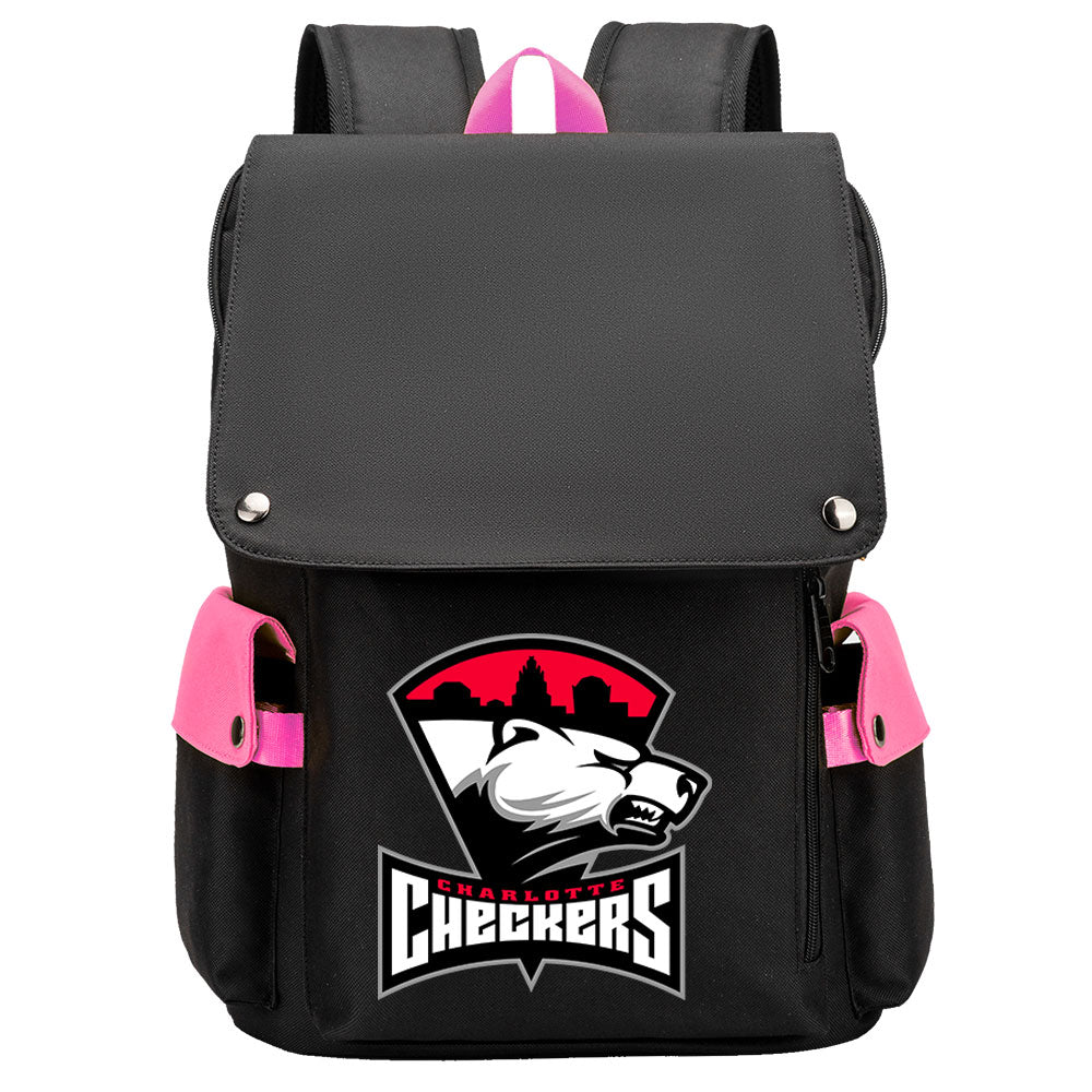 Charlotte Checkers Hockey Team School Backpack Oxford Laptop Bag