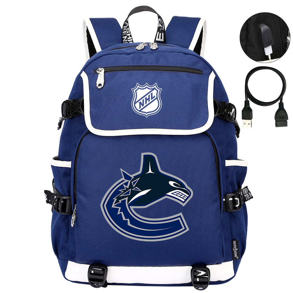 Vancouver Canucks Hockey League Backpack School Notebook Travel Bag