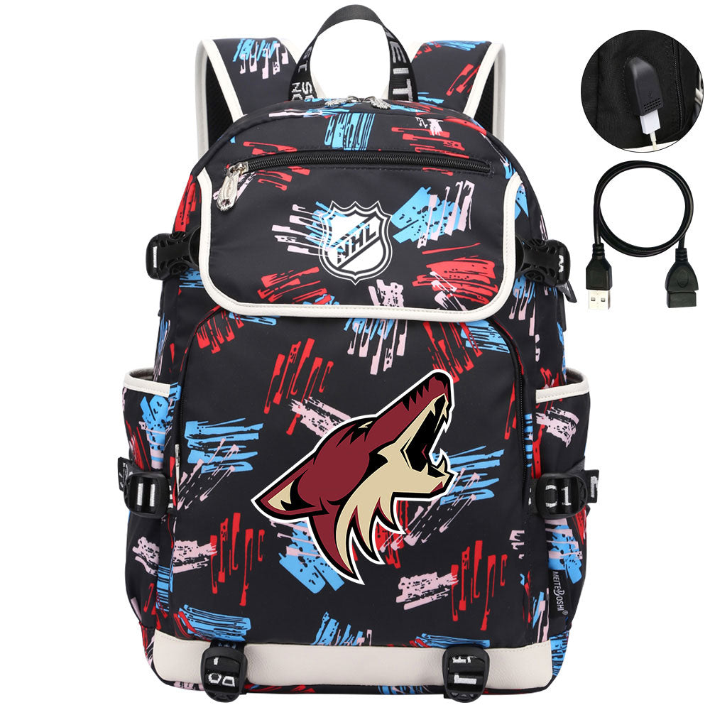 Arizona Coyotes Hockey Team Backpack School Notebook Travel Bags