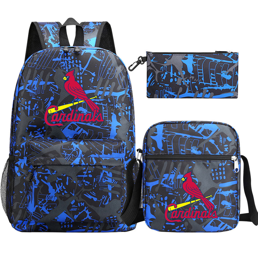 St Louis Cardinals Baseball School Backpack Shoulder Bag Pencil Bags 3pcs Set