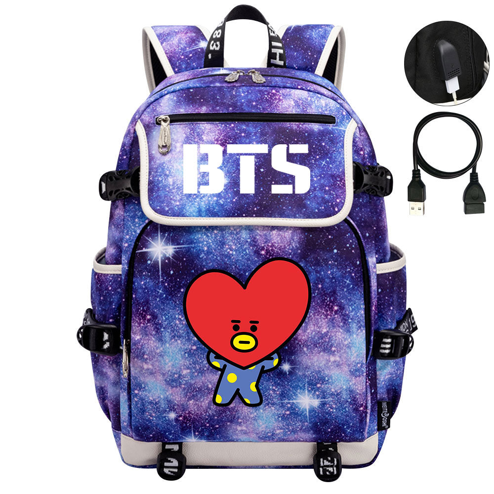 BTS TATA Backpack School Notebook Travel Bags