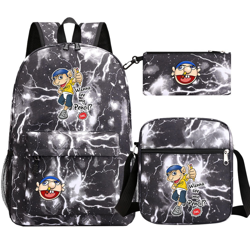 Jeffy School Backpack Shoulder Bag Pencil Bags 3pcs Set