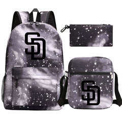 San Diego Padres Baseball School Backpack Shoulder Bag Pencil Bags 3pcs Set